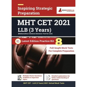 EduGorilla's MHT CET 2021 LLB (3 Years) Preparation Kit with 8 Full-length Mock Tests [Solved] | Maharashtra Common Entrance Test 